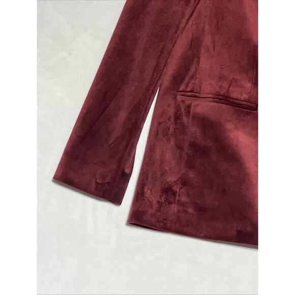 Express Velvet Blazer Double Breasted Womens XS Burgundy Red Holiday Formal - Picture 5 of 14